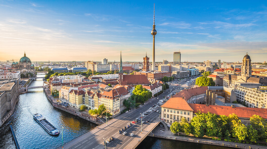 Blick auf Berlin am Morgen.